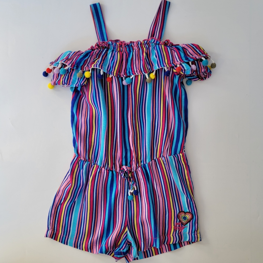 Betsey Johnson Multicolor Striped Romper, Size 6